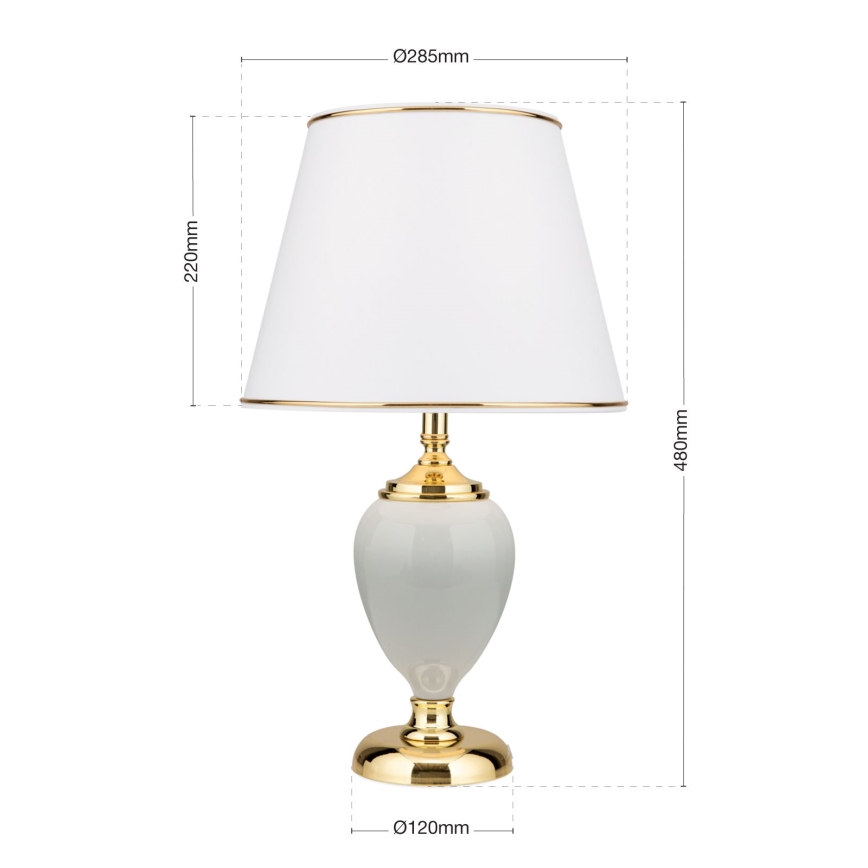 Lampada da tavolo OVUM 1xE27/40W/230V 48 cm ceramiche bianco/oro