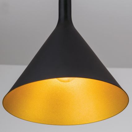 Lampada a sospensione su cavo GUNDA 1xE27/60W/230V Ø 25 cm nero/oro