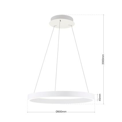 Lampadario LED dimmerabile a sospensione con cavo KOLK LED/60W/230V 2700/3000/4000K Ø 60 cm bianco