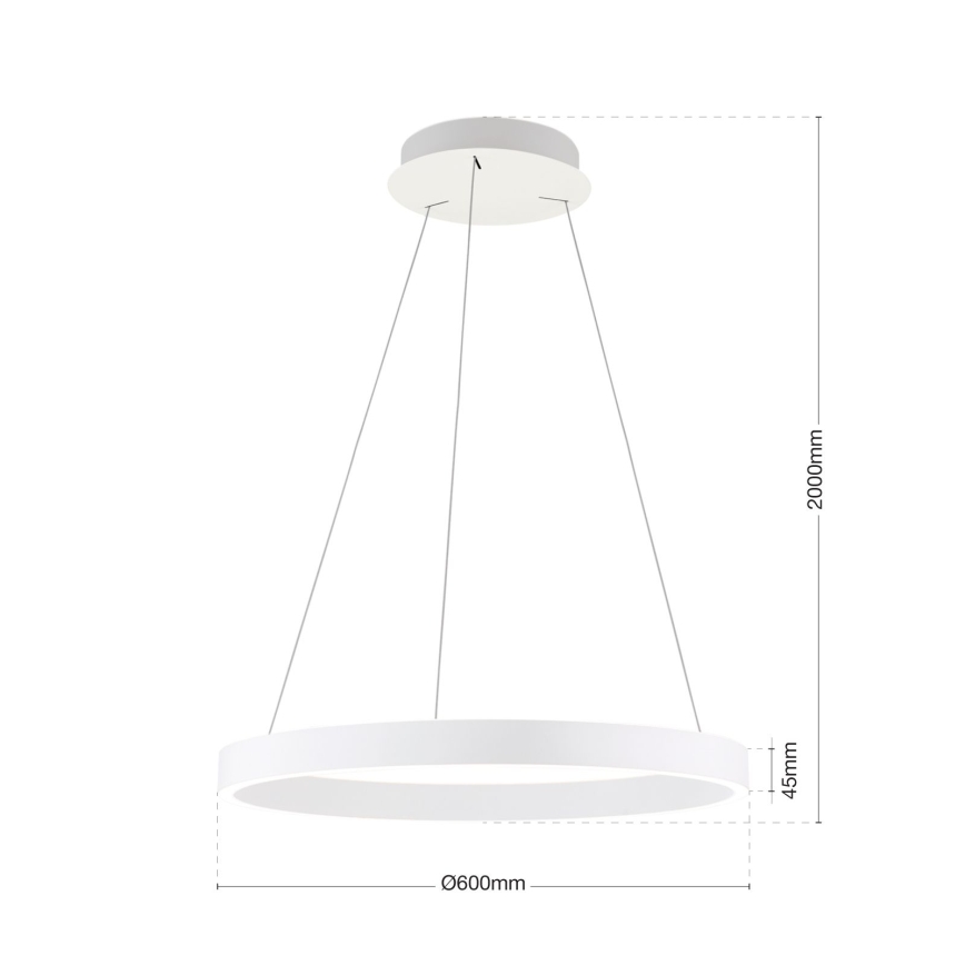 Lampadario LED dimmerabile a sospensione con cavo KOLK LED/60W/230V 2700/3000/4000K Ø 60 cm bianco