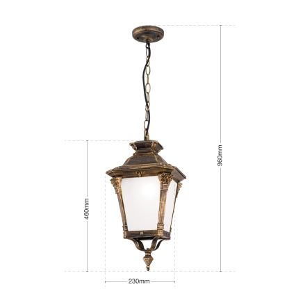Lampada a sospensione da esterno AIKO 1x E27/60W/230V IP23 bronzo/patina
