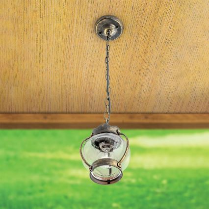 Lampada a sospensione da esterno TAVERNA 1xE27/60W/230V IP23 bronzo/patina
