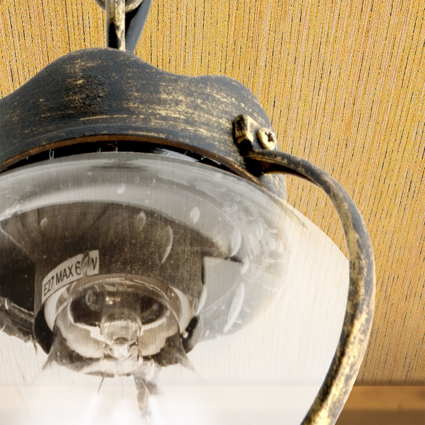 Lampada a sospensione da esterno TAVERNA 1xE27/60W/230V IP23 bronzo/patina