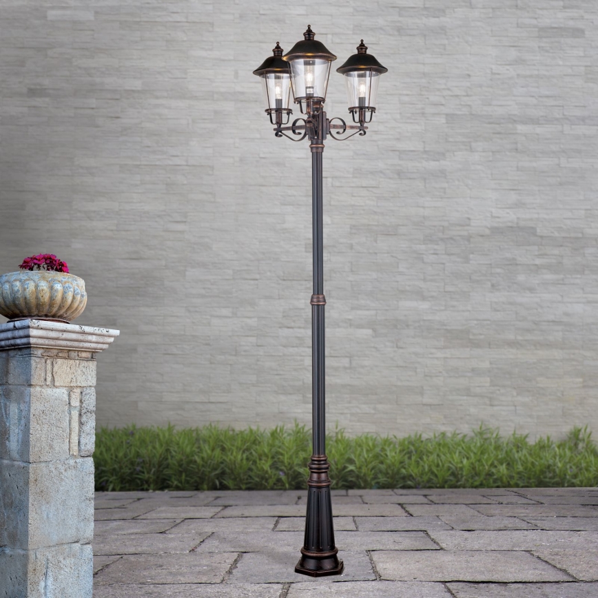 Lampada da esterno KENZO 3xE27/100W/230V IP44 bronzo/patina