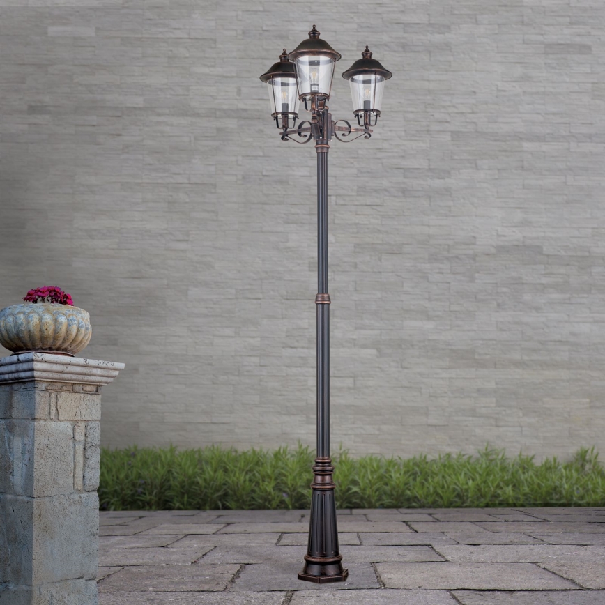 Lampada da esterno KENZO 3xE27/100W/230V IP44 bronzo/patina