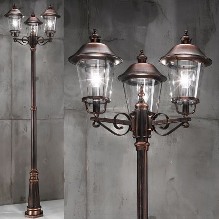 Lampada da esterno KENZO 3xE27/100W/230V IP44 bronzo/patina