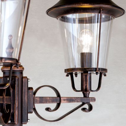 Lampada da esterno KENZO 3xE27/100W/230V IP44 bronzo/patina