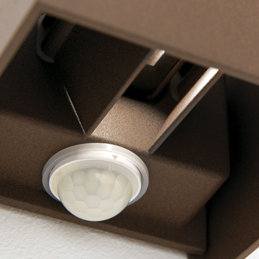 Applique da esterno con sensore di movimento e sensore crepuscolare CUBE-S LED/13W/230V IP54 marrone
