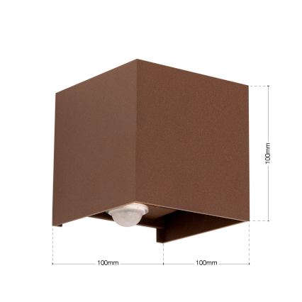 Applique da esterno con sensore di movimento e sensore crepuscolare CUBE-S LED/13W/230V IP54 marrone