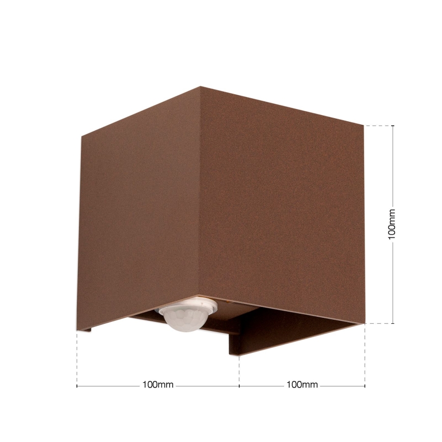 Applique da esterno con sensore di movimento e sensore crepuscolare CUBE-S LED/13W/230V IP54 marrone