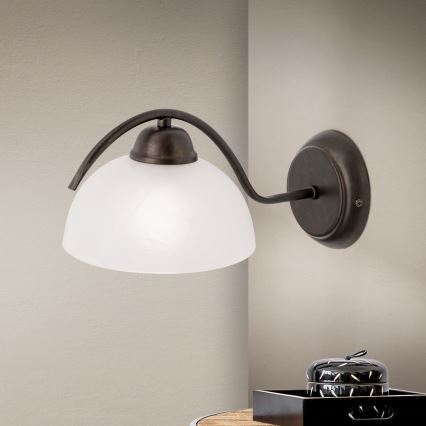 Lampada da parete RULA 1xE27/40W/230V bianco/bronzo