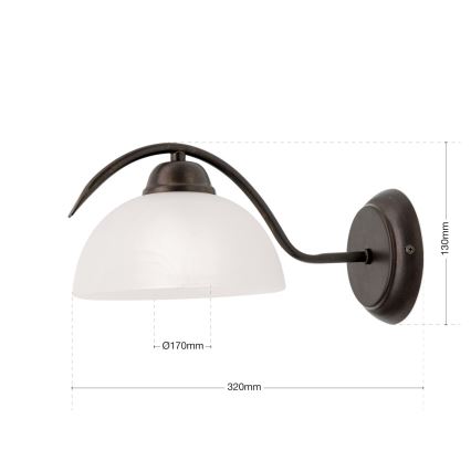 Lampada da parete RULA 1xE27/40W/230V bianco/bronzo