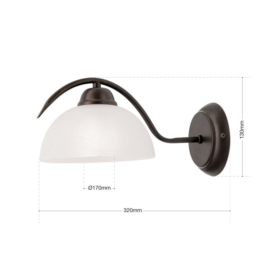 Lampada da parete RULA 1xE27/40W/230V bianco/bronzo