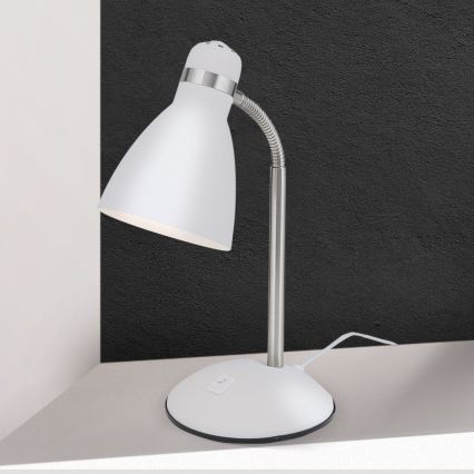 Lampada da scrivania SCHOOL 1xE27/40W/230V bianco/cromo opaco