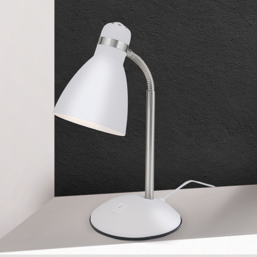 Lampada da scrivania SCHOOL 1xE27/40W/230V bianco/cromo opaco