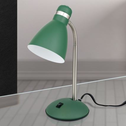 Lampada da scrivania SCHOOL 1xE27/40W/230V verde/cromo opaco