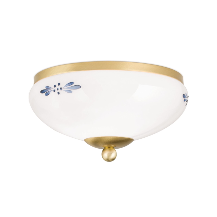 Orion - Lampada da soffitto LANDHAUS 1xE27/60W/230V diam. 21 cm ottone/bianco/blu