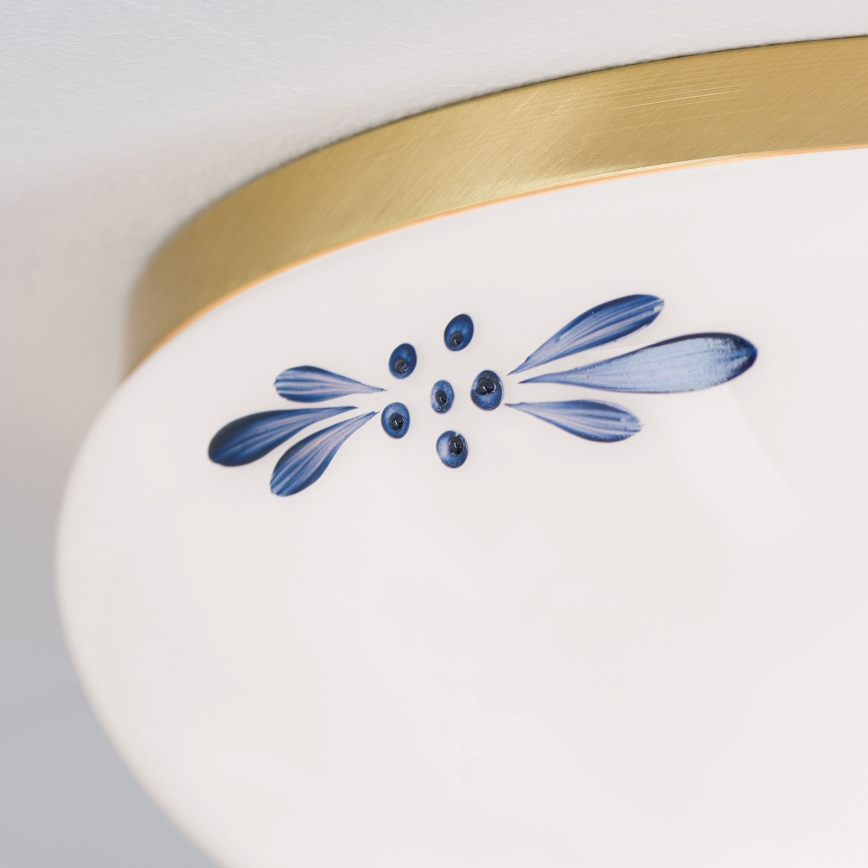 Orion - Lampada da soffitto LANDHAUS 1xE27/60W/230V diam. 21 cm ottone/bianco/blu