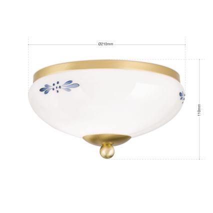 Orion - Lampada da soffitto LANDHAUS 1xE27/60W/230V diam. 21 cm ottone/bianco/blu