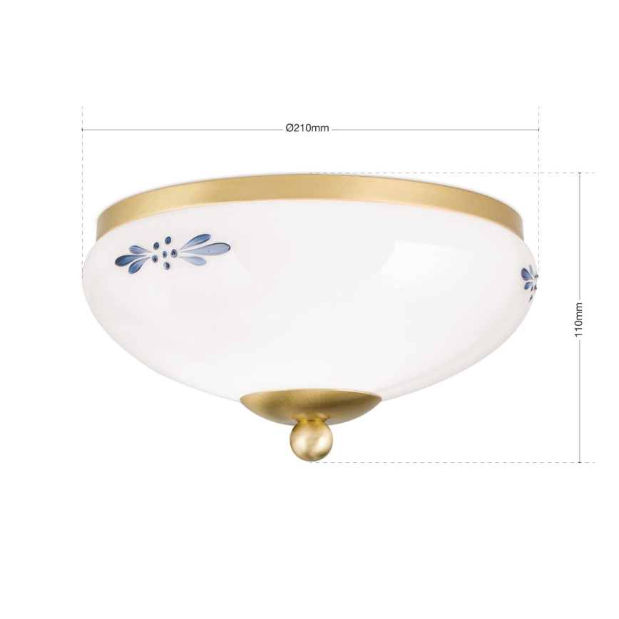 Orion - Lampada da soffitto LANDHAUS 1xE27/60W/230V diam. 21 cm ottone/bianco/blu