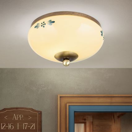 Orion - Lampada da soffitto LANDHAUS 1xE27/60W/230V Ø 21 cm bronzo/beige/blu