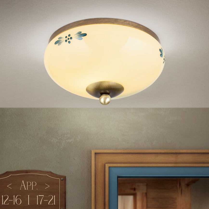 Orion - Lampada da soffitto LANDHAUS 1xE27/60W/230V Ø 21 cm bronzo/beige/blu