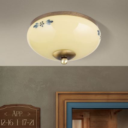 Orion - Lampada da soffitto LANDHAUS 1xE27/60W/230V Ø 21 cm bronzo/beige/blu