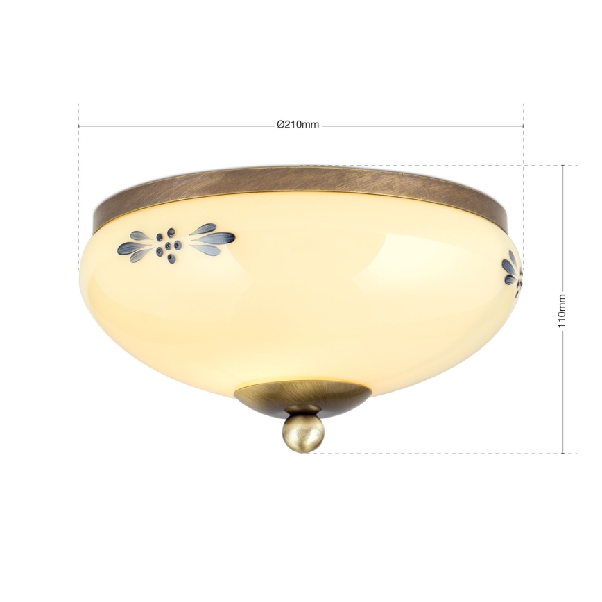 Orion - Lampada da soffitto LANDHAUS 1xE27/60W/230V Ø 21 cm bronzo/beige/blu