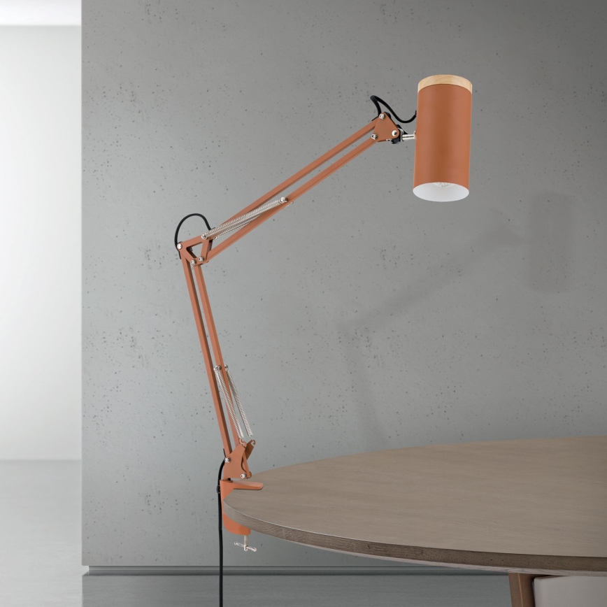 Lampada da tavolo con clip GILI 1xE27/40W/230V colore mattone