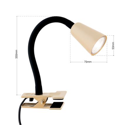 Lampada da scrivania flessibile con clip DOTTY 1xGU10/10W/230V beige/nero