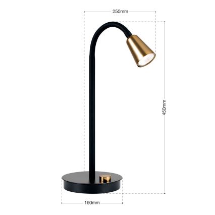 Lampada da tavolo dimmerabile e flessibile DOTTY 1xGU10/10W/230V nero/ottone
