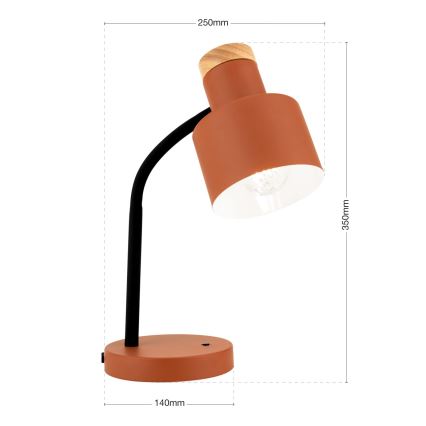 Lampada da tavolo GILI 1xE27/40W/230V colore mattone