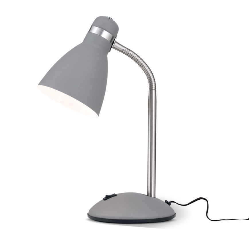 Lampada da tavolo SCHOOL 1xE27/40W/230V grigia/cromo opaco