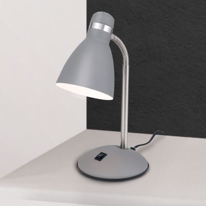 Lampada da tavolo SCHOOL 1xE27/40W/230V grigia/cromo opaco