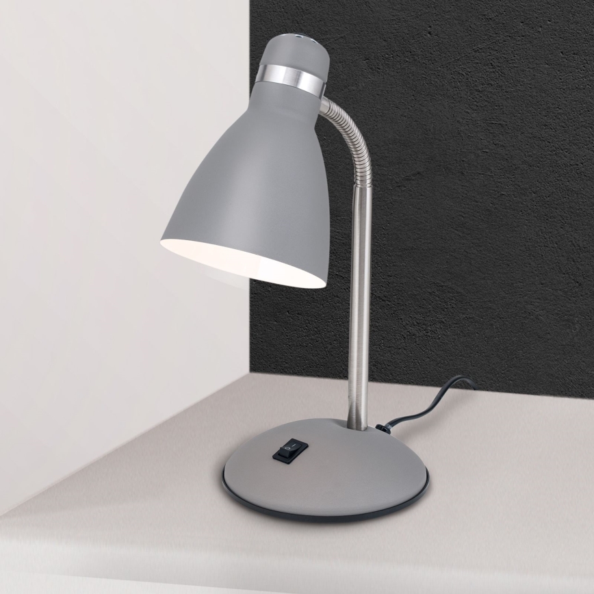 Lampada da tavolo SCHOOL 1xE27/40W/230V grigia/cromo opaco