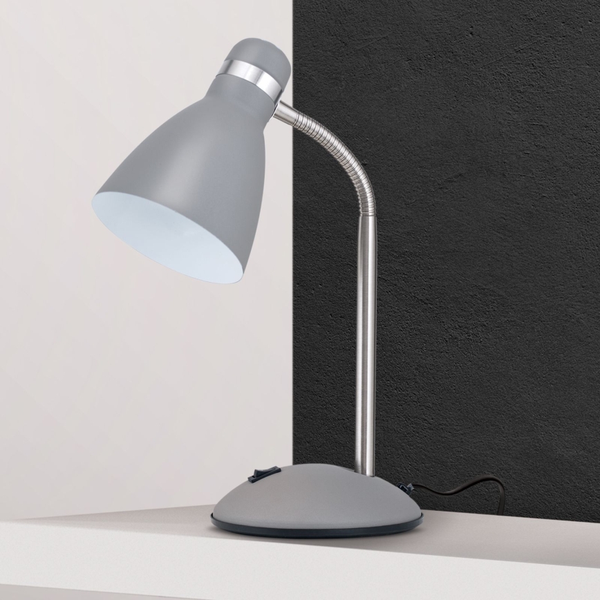 Lampada da tavolo SCHOOL 1xE27/40W/230V grigia/cromo opaco