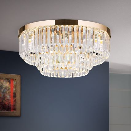 LED Plafoniera di cristallo dimmerabile PRISM LED/80W/230V diametro 55 cm 24K oro