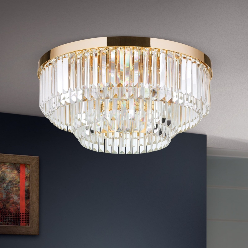 LED Plafoniera di cristallo dimmerabile PRISM LED/80W/230V diametro 55 cm 24K oro