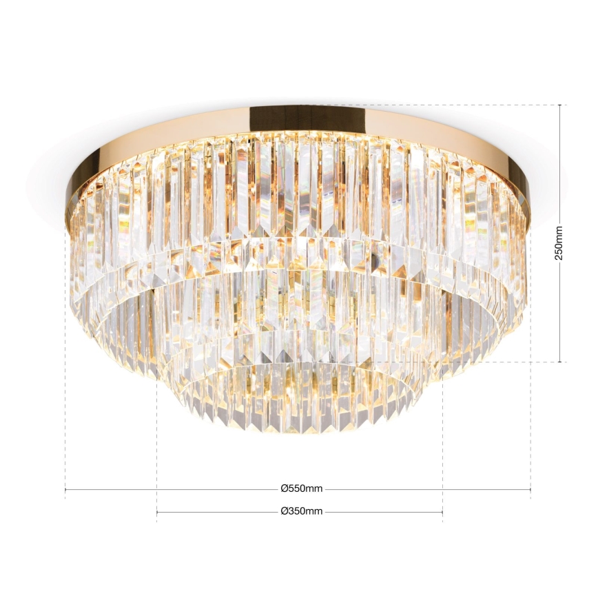 LED Plafoniera di cristallo dimmerabile PRISM LED/80W/230V diametro 55 cm 24K oro