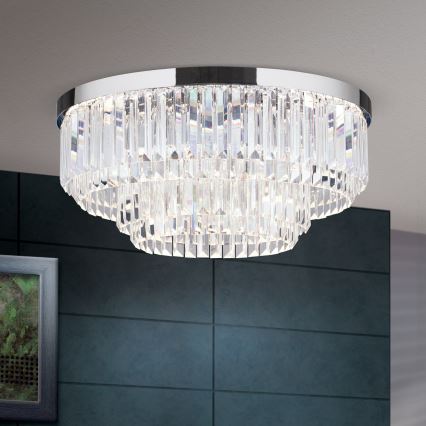 LED Plafoniera di cristallo dimmerabile PRISM LED/80W/230V diametro 55 cm cromo lucido