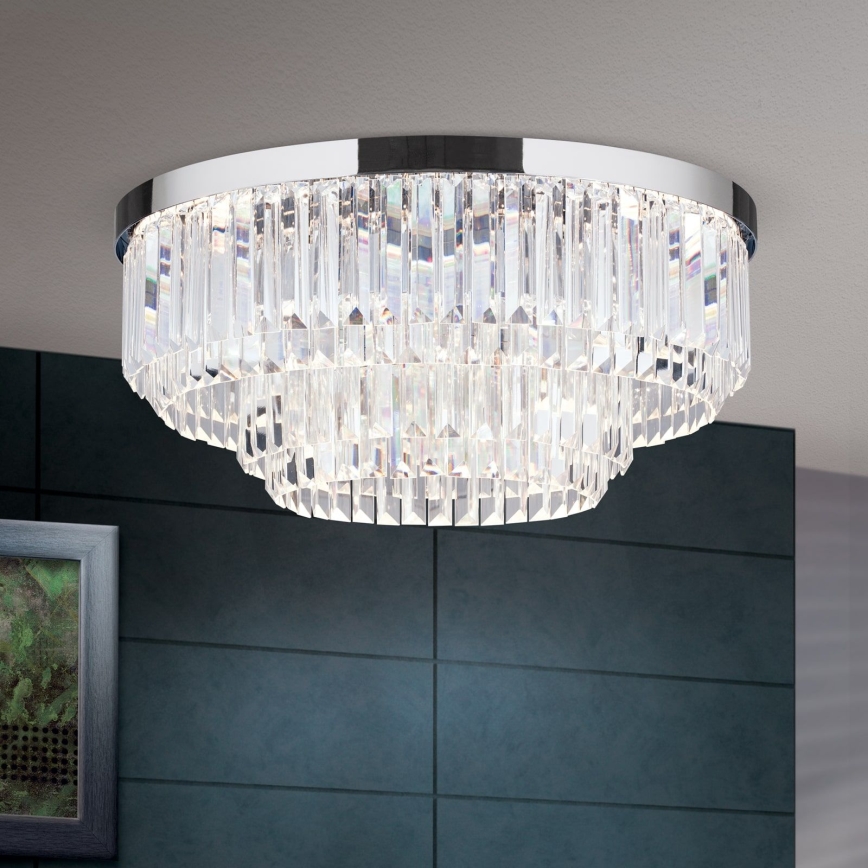 LED Plafoniera di cristallo dimmerabile PRISM LED/80W/230V diametro 55 cm cromo lucido