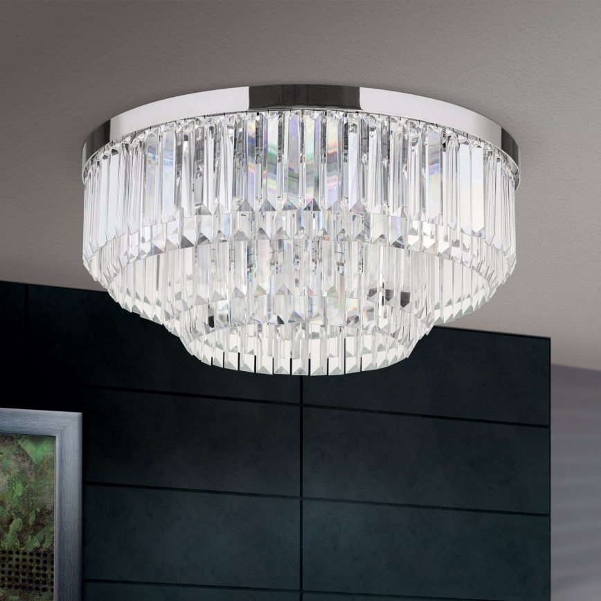 LED Plafoniera di cristallo dimmerabile PRISM LED/80W/230V diametro 55 cm cromo lucido