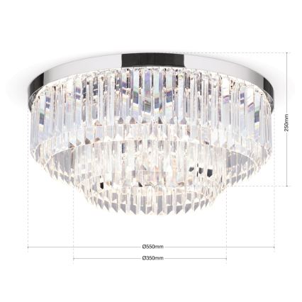 LED Plafoniera di cristallo dimmerabile PRISM LED/80W/230V diametro 55 cm cromo lucido
