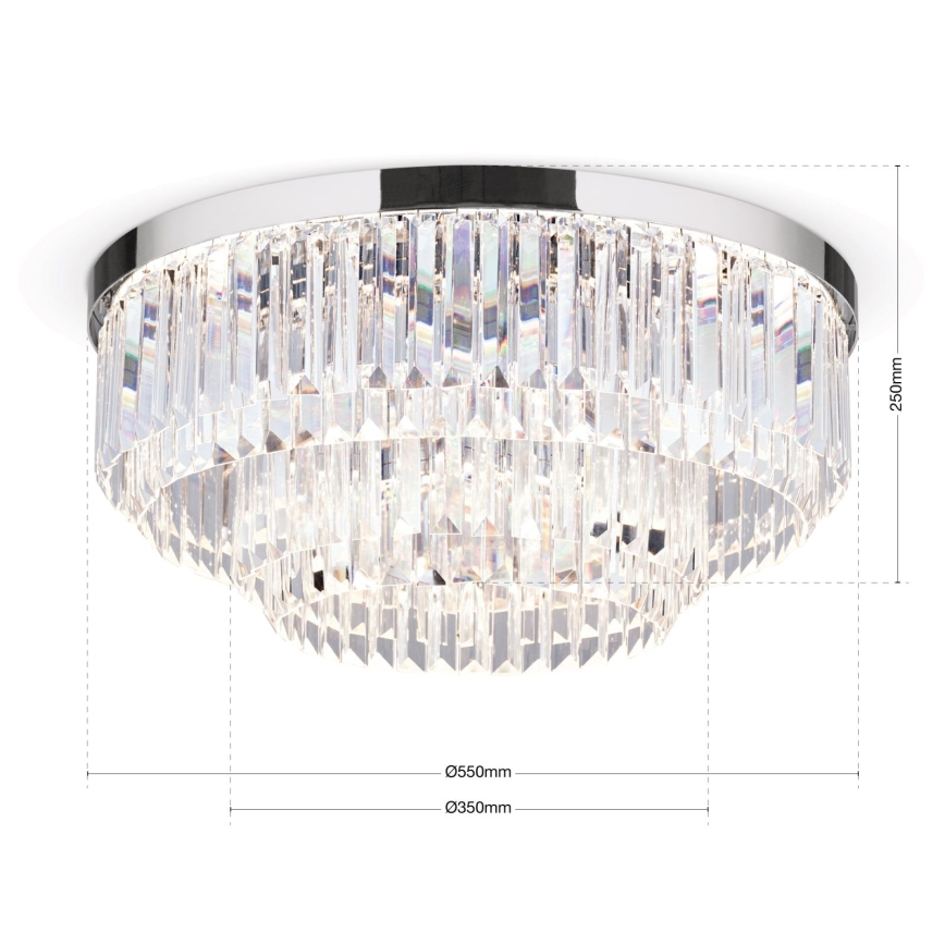 LED Plafoniera di cristallo dimmerabile PRISM LED/80W/230V diametro 55 cm cromo lucido