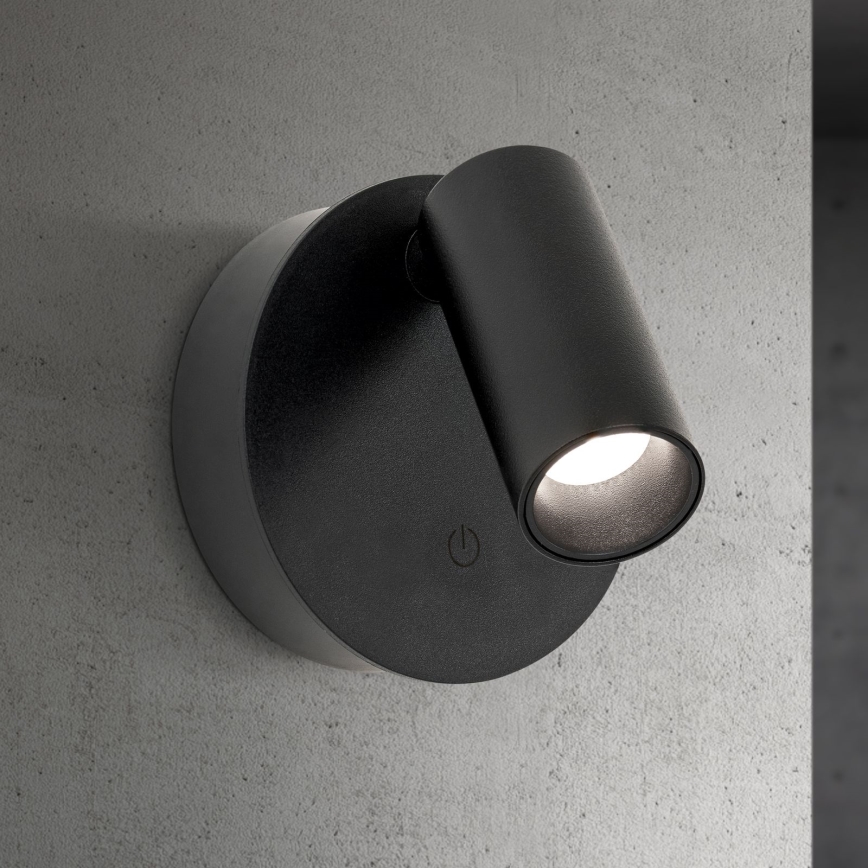 Faretto da parete LED LUXY dimmerabile, ricaricabile e a sfioramento LED/1W/5V 2200 mAh 2700/3000/4000K nero