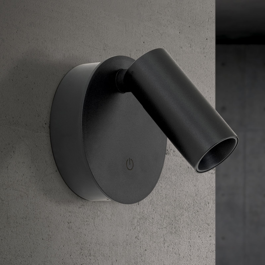 Faretto da parete LED LUXY dimmerabile, ricaricabile e a sfioramento LED/1W/5V 2200 mAh 2700/3000/4000K nero