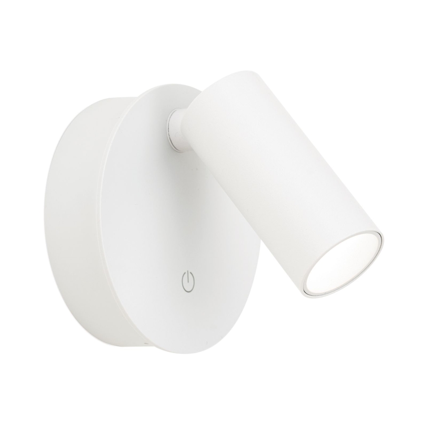 Faretto da parete LED LUXY dimmerabile, ricaricabile, a sfioramento, LED/1W/5V, 2200 mAh, 2700/3000/4000K, bianco