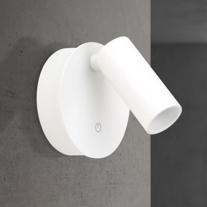Faretto da parete LED LUXY dimmerabile, ricaricabile, a sfioramento, LED/1W/5V, 2200 mAh, 2700/3000/4000K, bianco