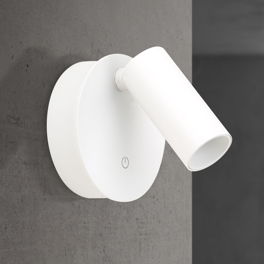 Faretto da parete LED LUXY dimmerabile, ricaricabile, a sfioramento, LED/1W/5V, 2200 mAh, 2700/3000/4000K, bianco