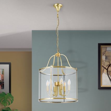 Lampadario a catena BRUNO 6xE14/40W/230V pr. 43 cm dorato